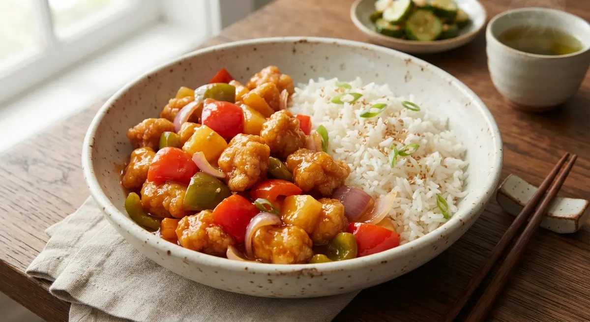 Sweet and Sour Chicken with rice